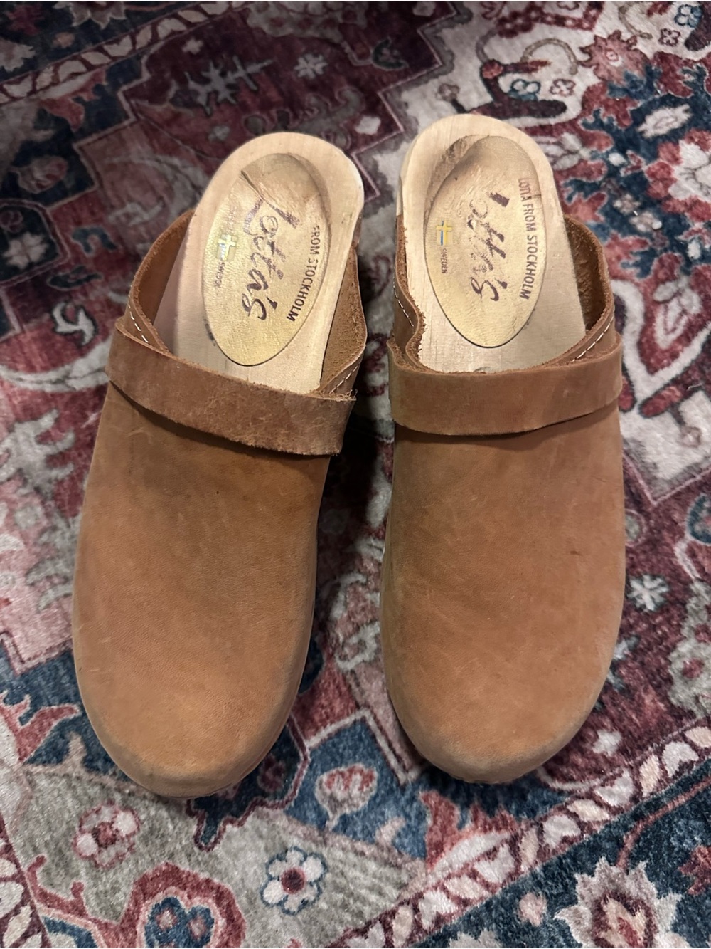 Lotta From Stockholm Tan Suede Clogs